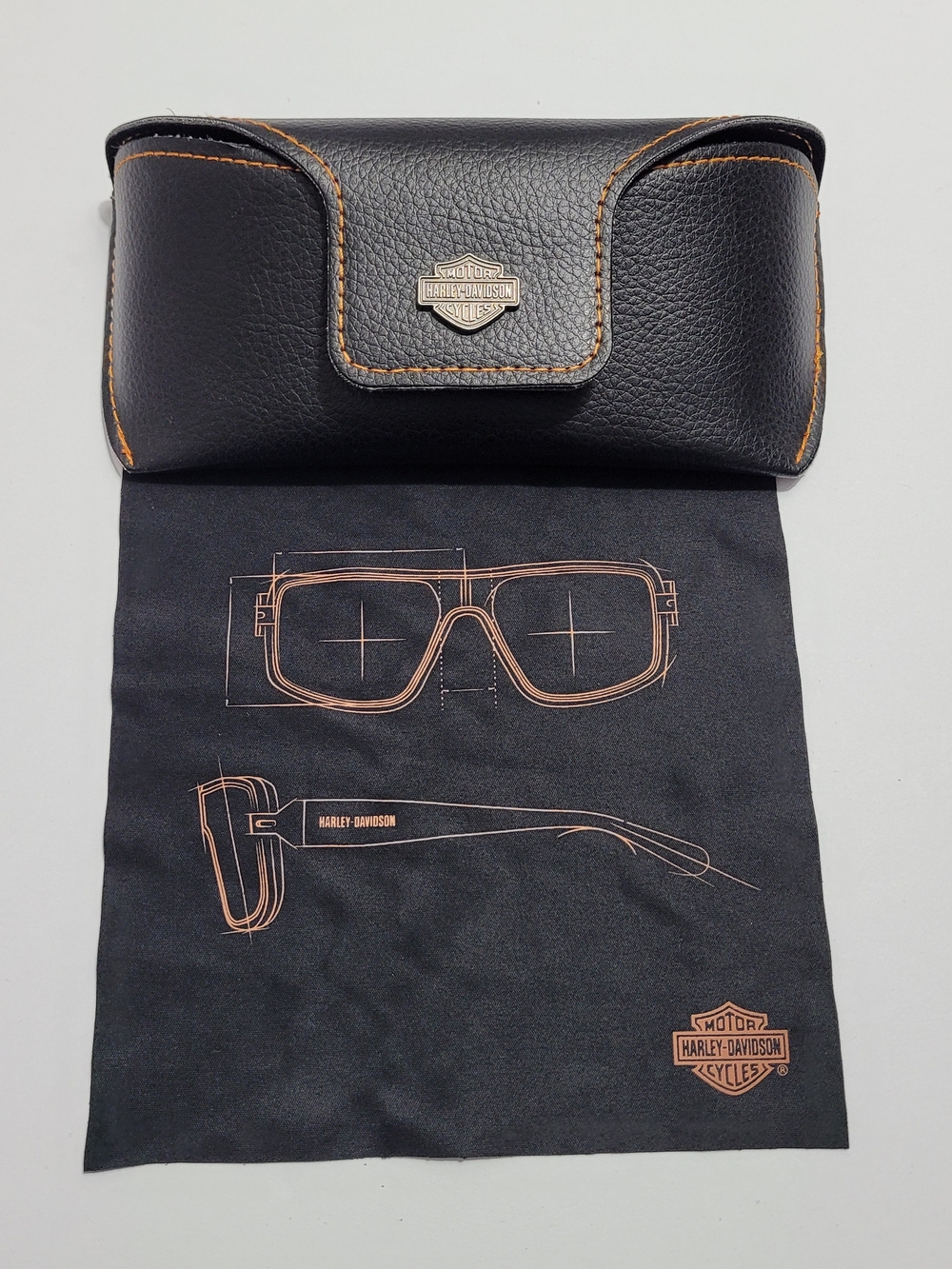Harley-Davidson Black Eyewear Case with Orange Stitching